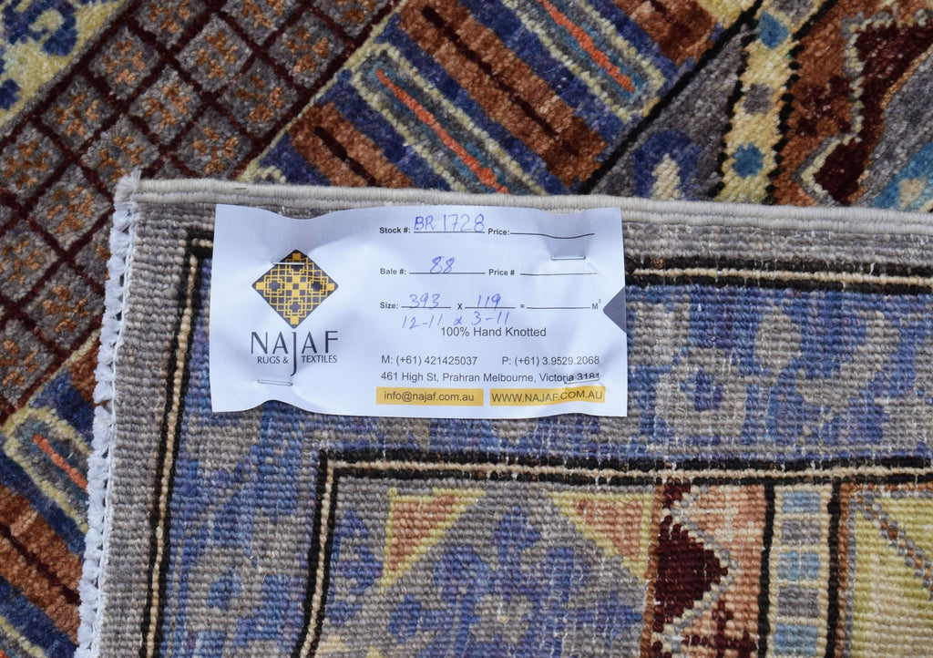 Handknotted Afghan Chobi Hallway Runner | 393 x 119 cm | 12'11" x 3'33" - Najaf Rugs & Textile