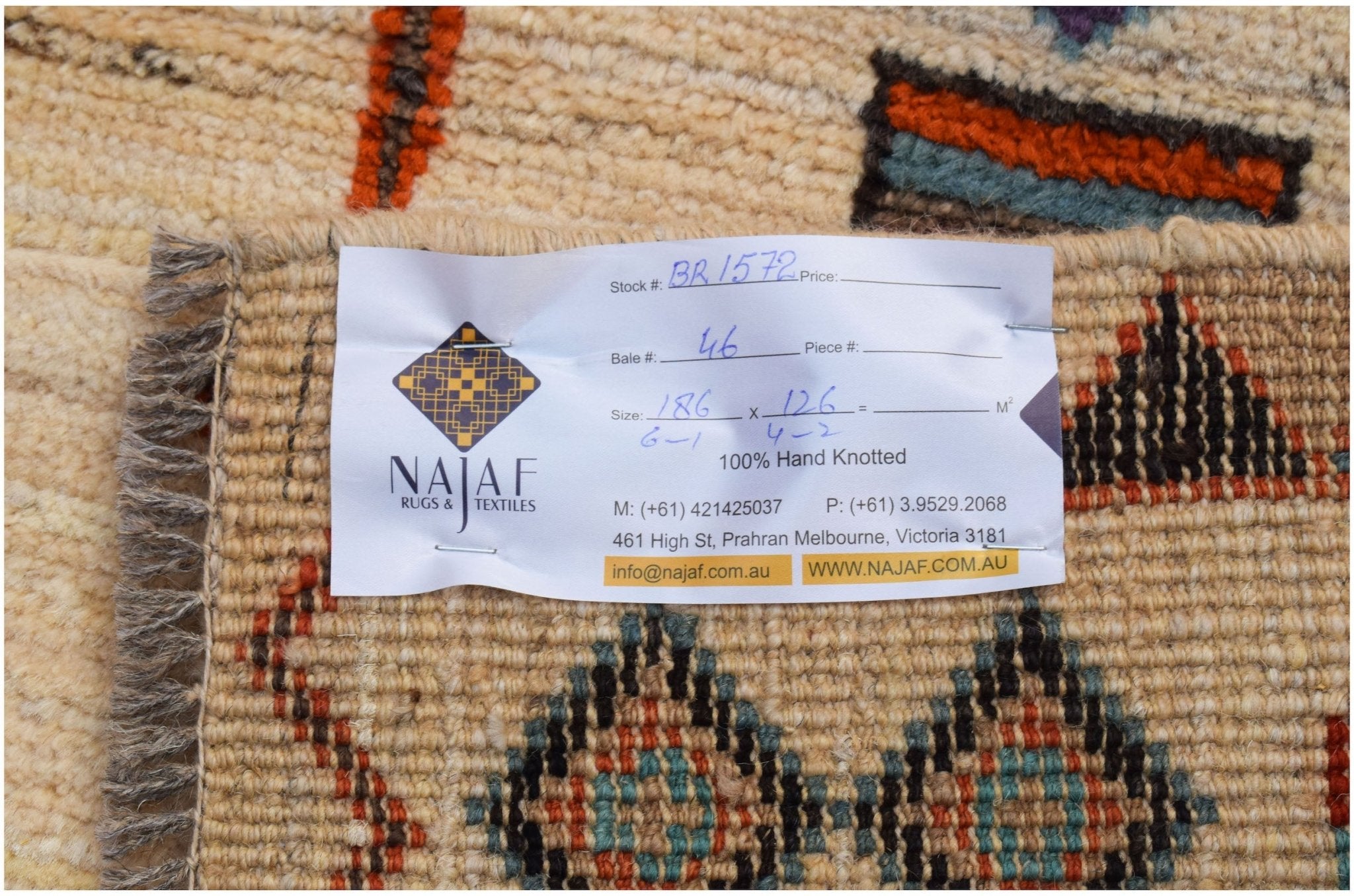 Handknotted Tribal Afghan Rug | 186 x 126 cm | 6'1" x 4'2" - Najaf Rugs & Textile