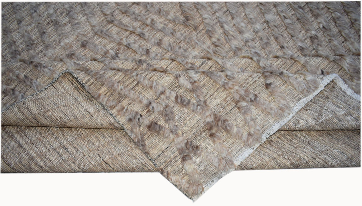 An Afghan Yekta rug featuring a textured, handspun wool chevron pattern on a flatweave cotton base.