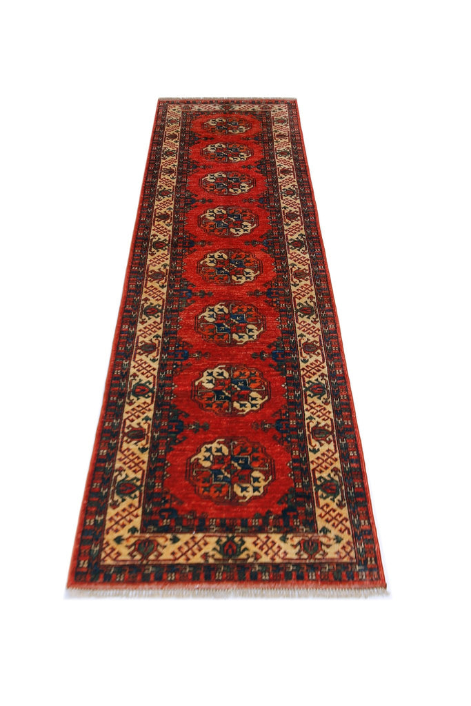 Handmade Afghan Chobi Hallway Runner | 303 x 83 cm | 9'11" x 2'9" - Najaf Rugs & Textile