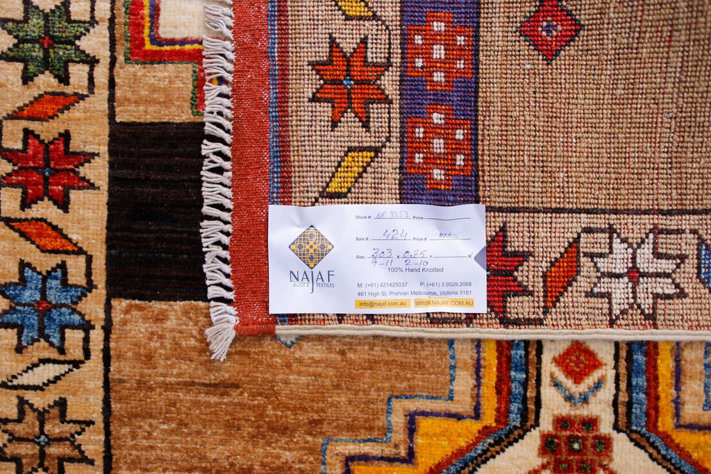 Handmade Afghan Chobi Hallway Runner | 303 x 85 cm | 9'11" x 2'10" - Najaf Rugs & Textile