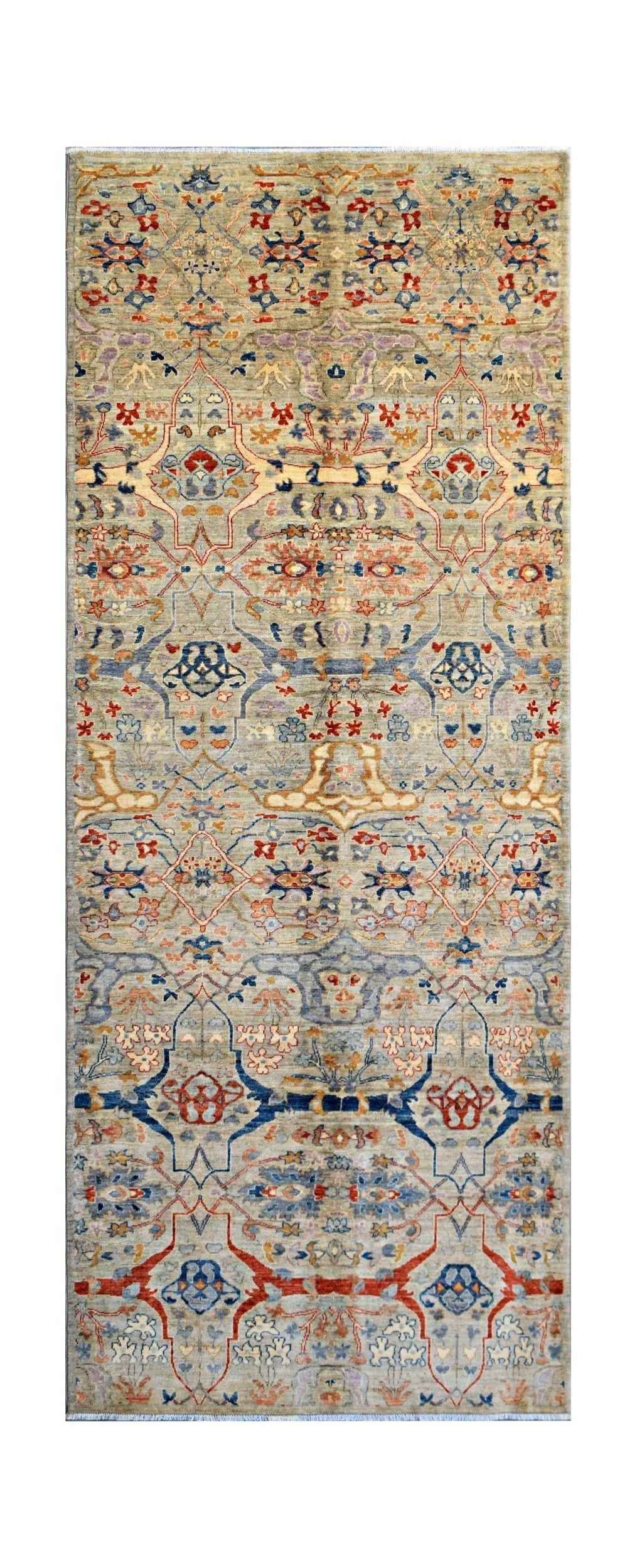 Handmade Afghan Chobi Hallway Runner | 366 x 149 cm | 12' x 4'9" - Najaf Rugs & Textile