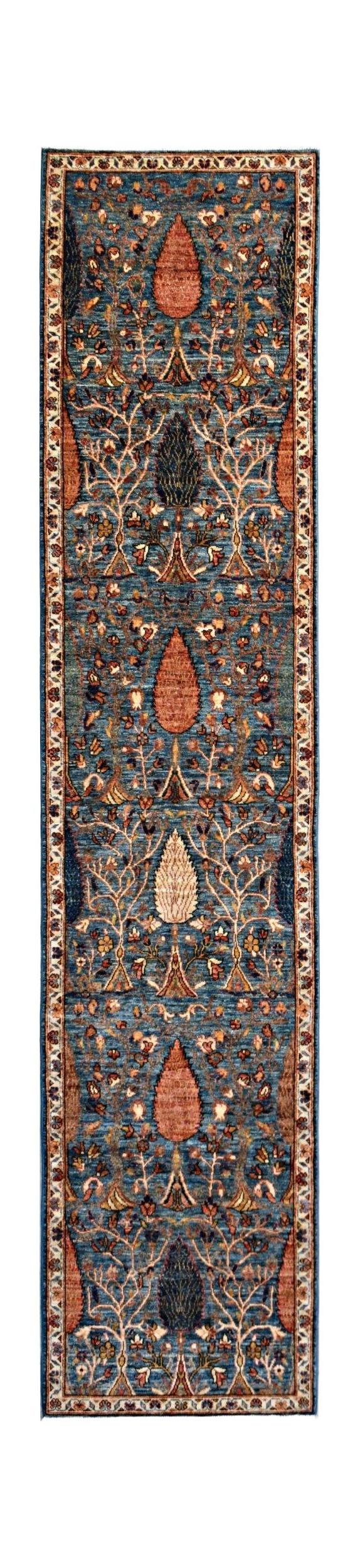 Handmade Afghan Chobi Hallway Runner | 406 x 87 cm | 13'4" x 2'10" - Najaf Rugs & Textile