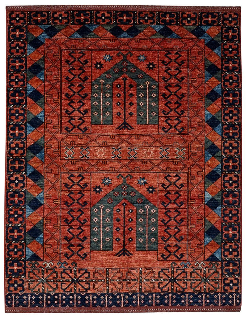 Handmade Afghan Chobi Rug | 204 x 157 cm | 6'6" x 5' - Najaf Rugs & Textile
