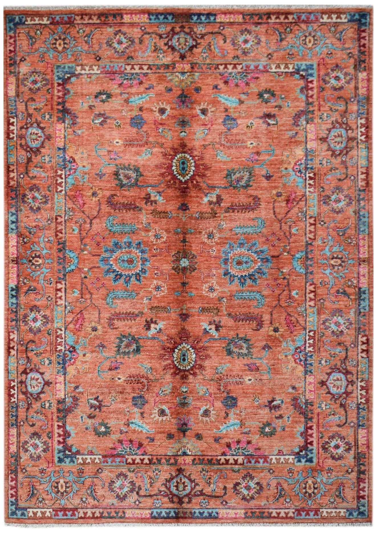 Handmade Afghan Chobi Rug | 206 x 154 cm | 6'9" x 5'1" - Najaf Rugs & Textile