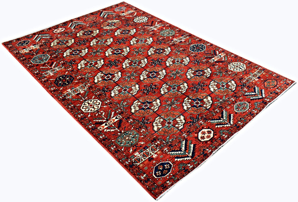 Handmade Afghan Chobi Rug | 221 x 141 cm | 6'11" x 4'8" - Najaf Rugs & Textile