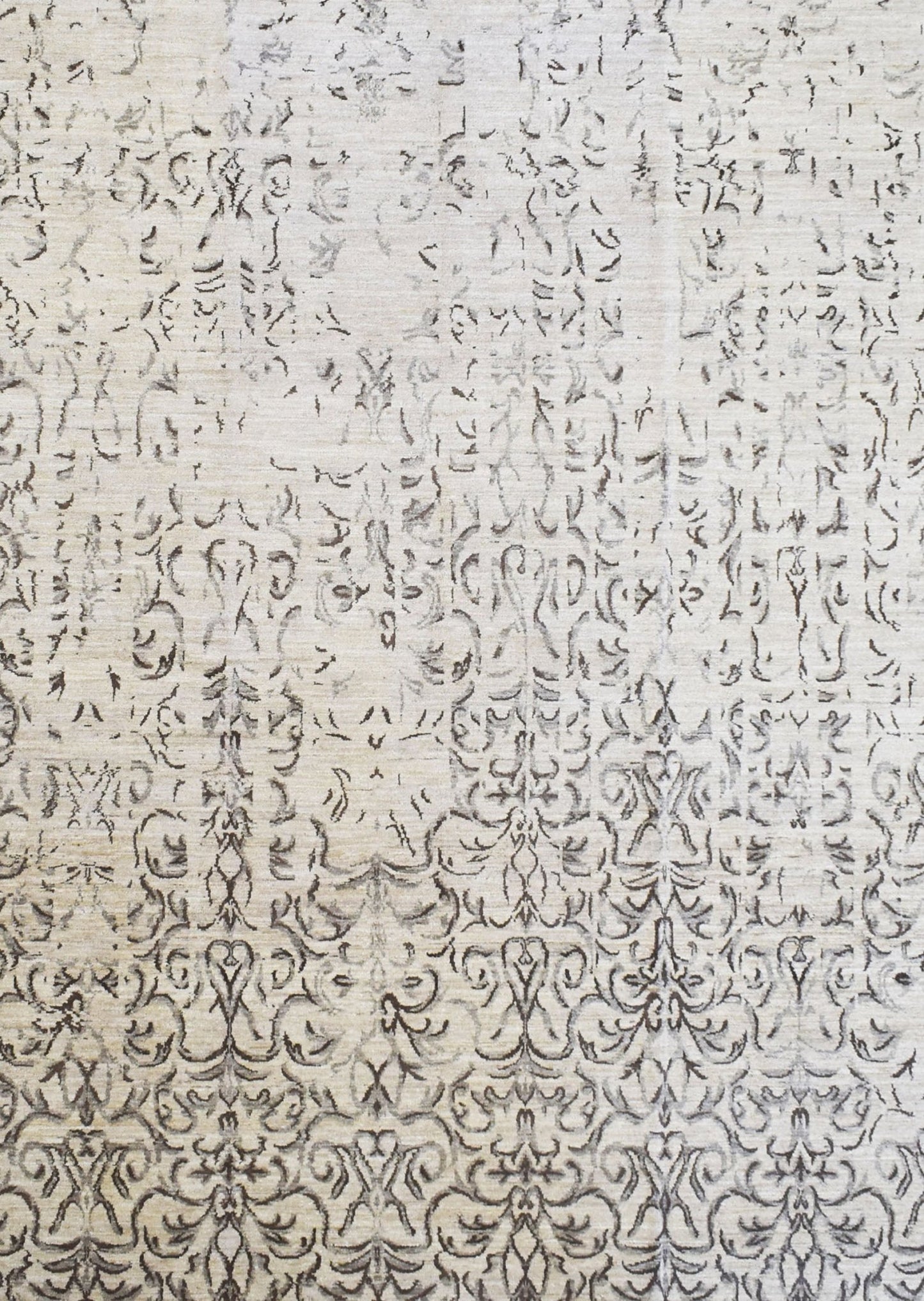 Handmade Afghan Chobi rug featuring a traditional grey and cream floral pattern.