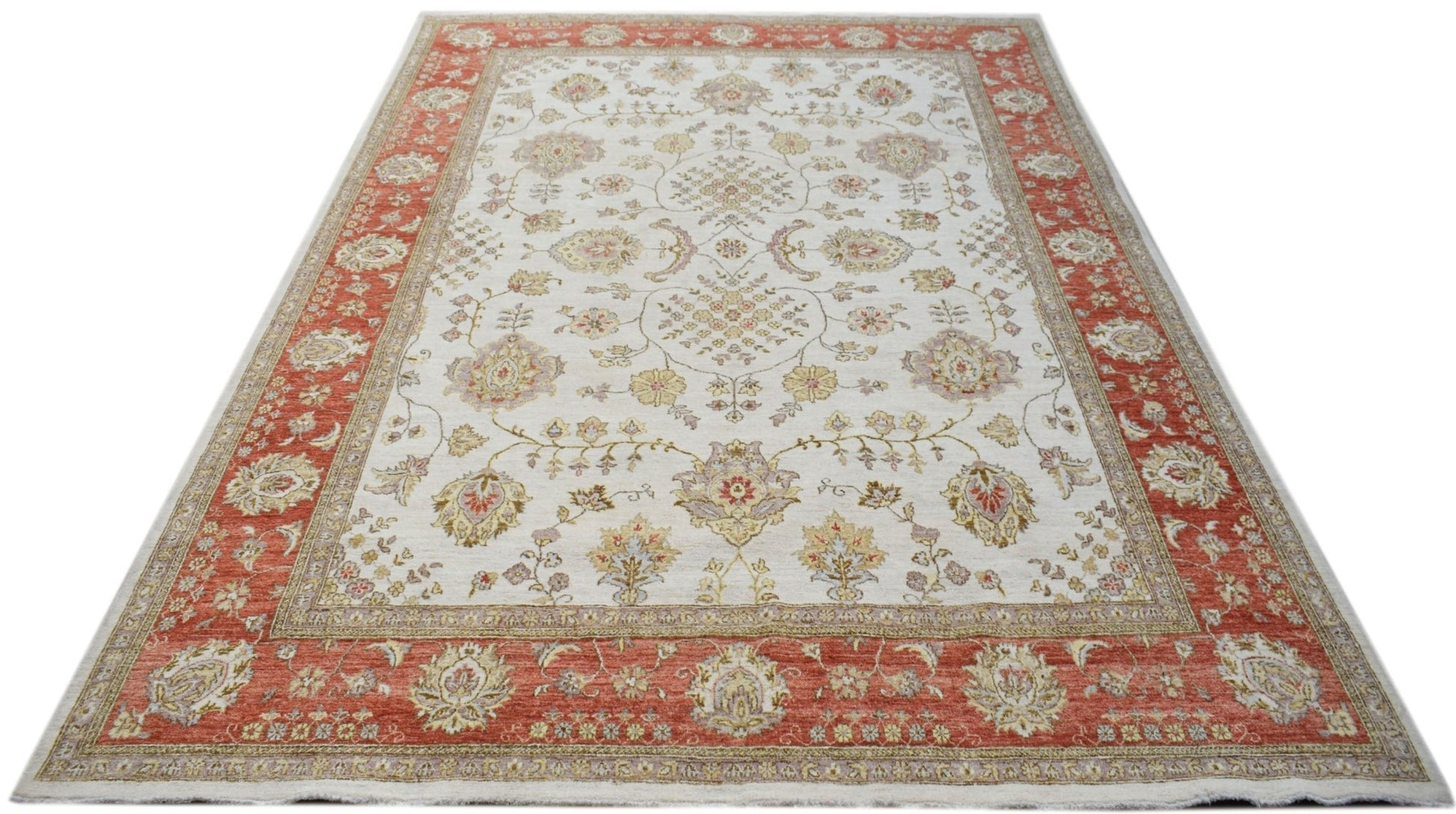 A rectangular Afghan Chobi rug featuring a traditional floral pattern in muted earth tones.