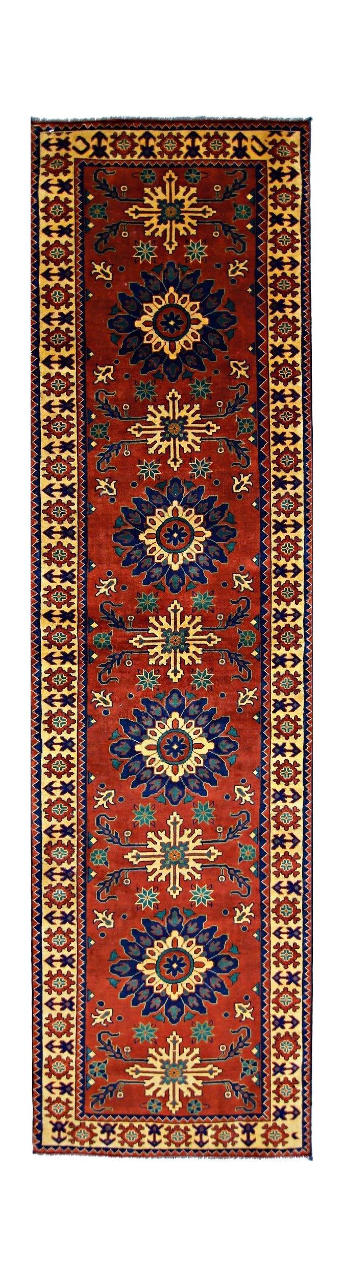 Handmade Afghan Hallway Runner | 311 x 82 cm | 10’2” x 2'8" - Najaf Rugs & Textile