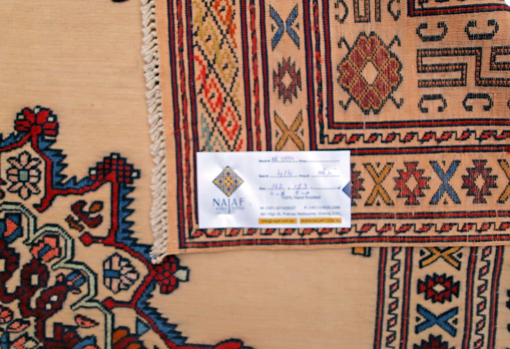 Handmade Afghan Herati Rug | 153 x 142 cm | 5'1" x 4' - Najaf Rugs & Textile