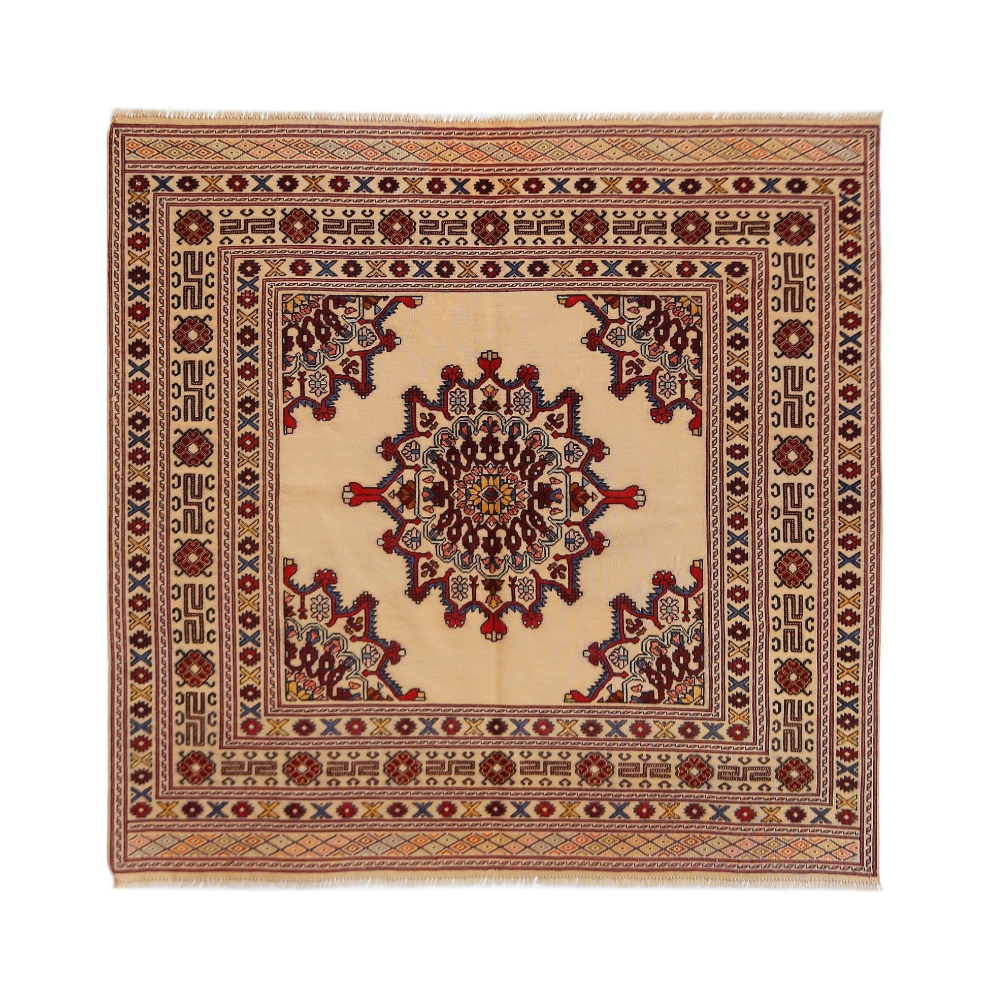 Handmade Afghan Herati Rug | 153 x 142 cm | 5'1" x 4' - Najaf Rugs & Textile