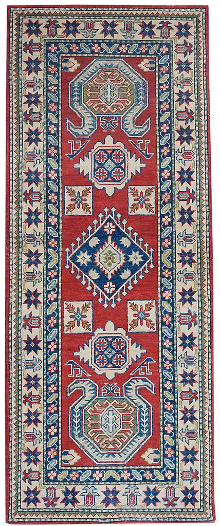 Handmade Afghan Kazakh Hallway Runner | 201 x 80 cm | 6'5" x 2'6" - Najaf Rugs & Textile