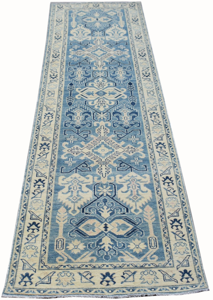 Handmade Afghan Kazakh Hallway Runner | 287 x 79 cm | 9'9" x 2'7" - Najaf Rugs & Textile
