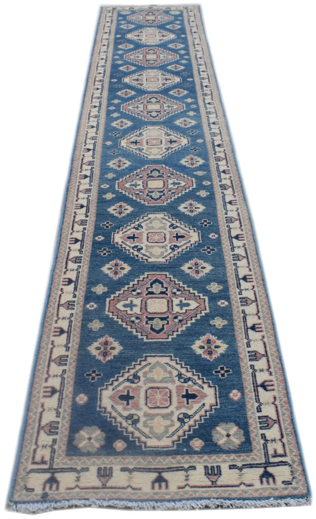 Handmade Afghan Kazakh Hallway Runner | 332 x 65 cm | 10'11" x 2'2" - Najaf Rugs & Textile