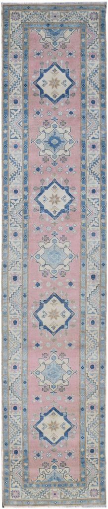 Handmade Afghan Kazakh Hallway Runner | 386 x 79 cm | 12'8" x 2'7" - Najaf Rugs & Textile