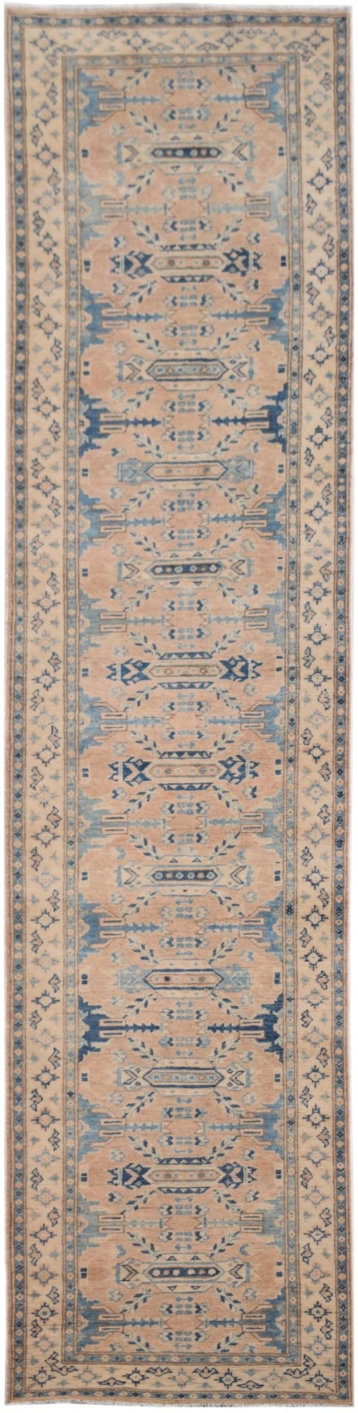 Handmade Afghan Kazakh Hallway Runner | 386 x 79 cm - Najaf Rugs & Textile