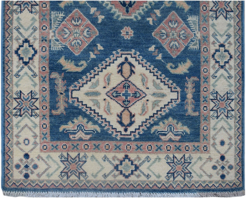 Handmade Afghan Kazakh Hallway Runner | 388 x 90 cm | 12'9" x 2'11" - Najaf Rugs & Textile