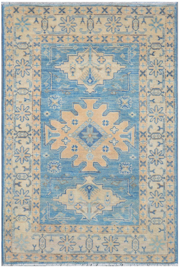 Handmade Afghan Kazakh Rug | 112 x 81 cm | 3'6" x 2'6" - Najaf Rugs & Textile