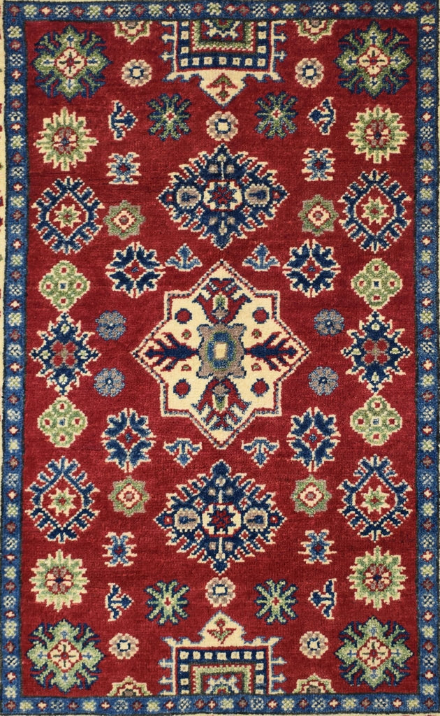 Handmade Afghan Kazakh Rug | 115 x 82 cm | 3'7" x 2'6" - Najaf Rugs & Textile
