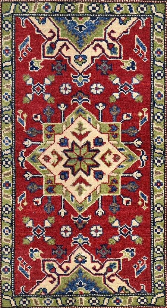 Handmade Afghan Kazakh Rug | 117 x 79 cm | 3'8" x 2'6" - Najaf Rugs & Textile