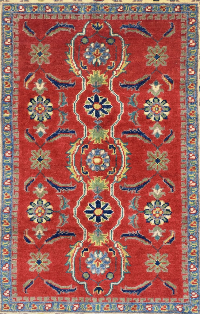Handmade Afghan Kazakh Rug | 119 x 78 cm | 3'9" x 2'5" - Najaf Rugs & Textile