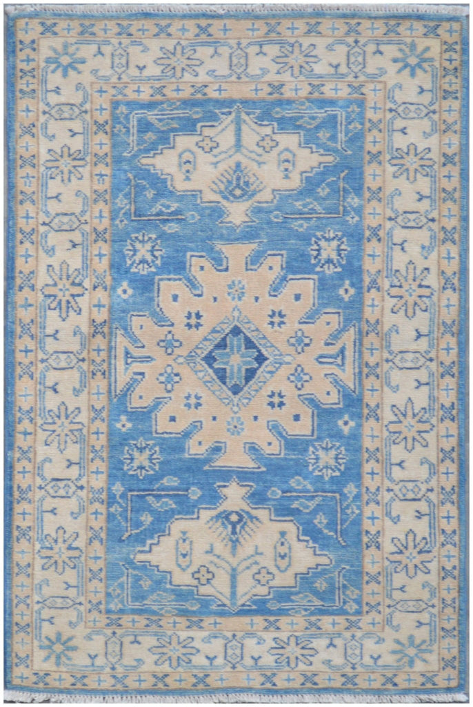 Handmade Afghan Kazakh Rug | 119 x 80 cm | 3'9" x 2'6" - Najaf Rugs & Textile