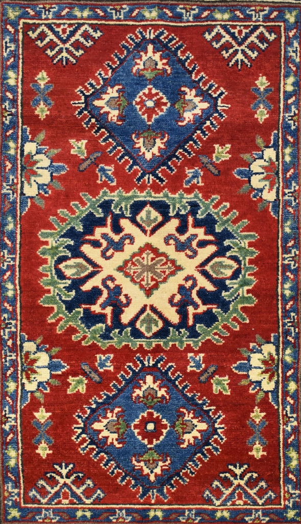 Handmade Afghan Kazakh Rug | 124 x 91 cm | 4' x 2'9" - Najaf Rugs & Textile
