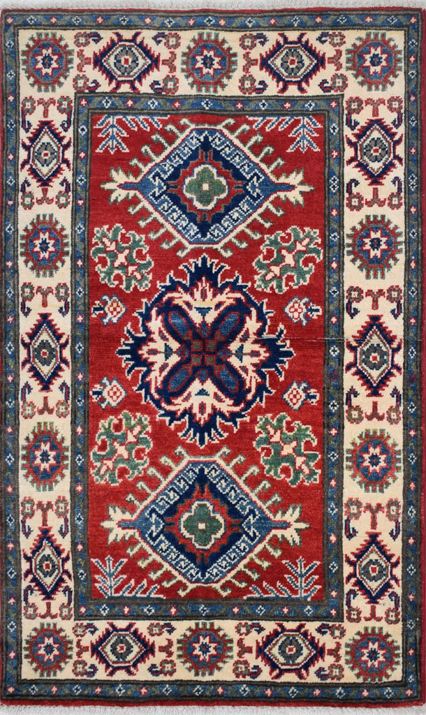Handmade Afghan Kazakh Rug | 126 x 84 cm | 4'1" x 2'7" - Najaf Rugs & Textile