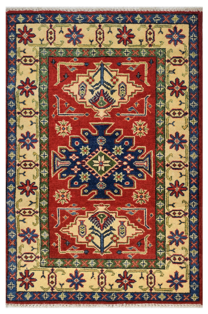Handmade Afghan Kazakh Rug | 131 x 78 cm | 4'2" x 2'5" - Najaf Rugs & Textile