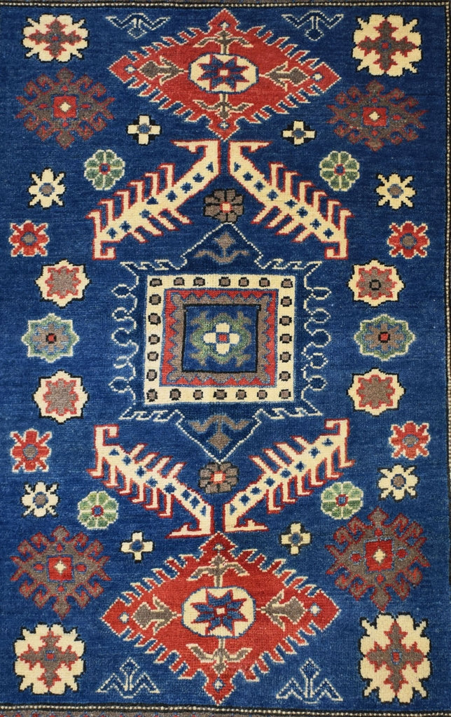 Handmade Afghan Kazakh Rug | 138 x 100 cm | 3'5" x 3'2" - Najaf Rugs & Textile