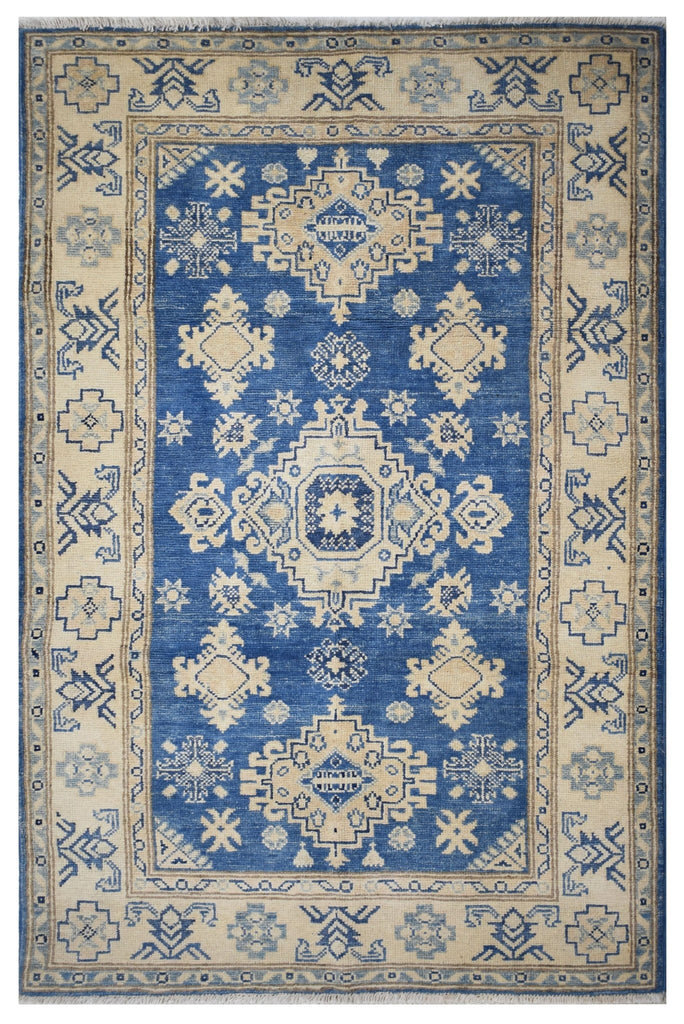 Handmade Afghan Kazakh Rug | 143 x 100 cm | 4'7" x 3'2" - Najaf Rugs & Textile