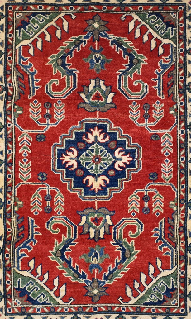 Handmade Afghan Kazakh Rug | 144 x 101 cm | 4'7" x 3'3" - Najaf Rugs & Textile