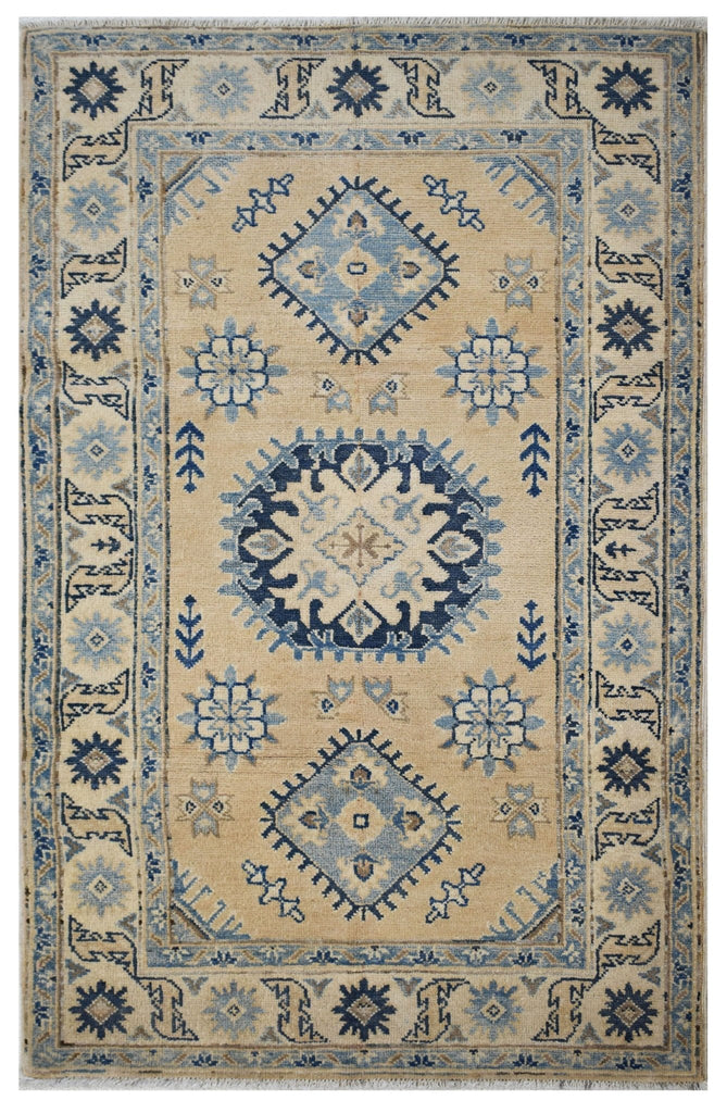 Handmade Afghan Kazakh Rug | 146 x 92 cm | 4'7" x 3' - Najaf Rugs & Textile