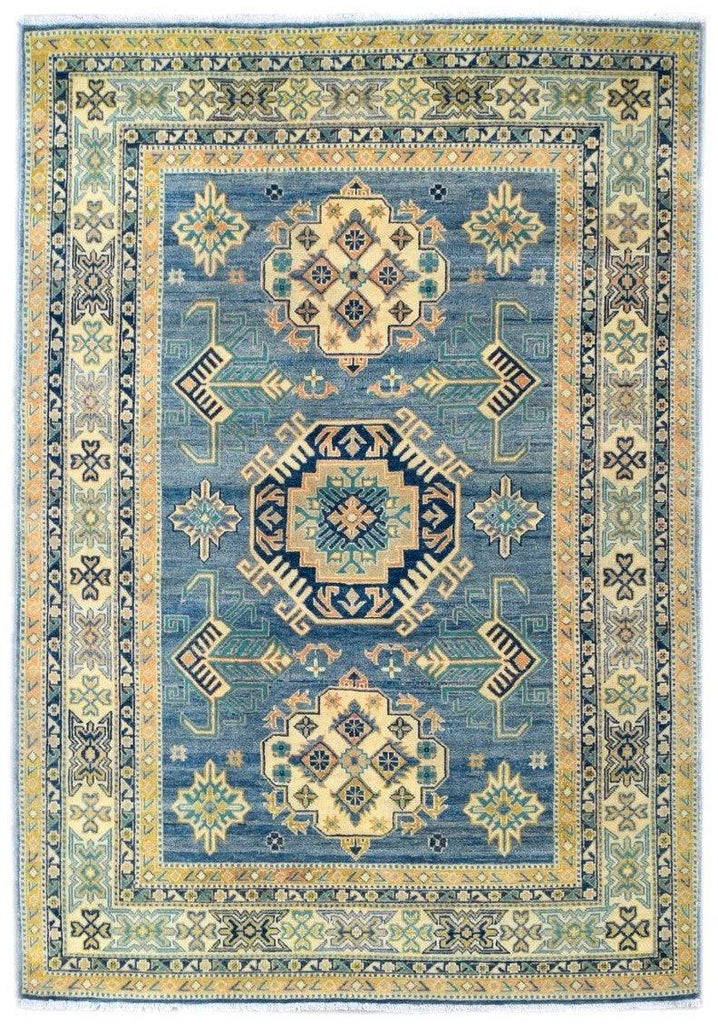 Handmade Afghan Kazakh Rug | 201 x 150 cm | 6'6" x 4'9" - Najaf Rugs & Textile