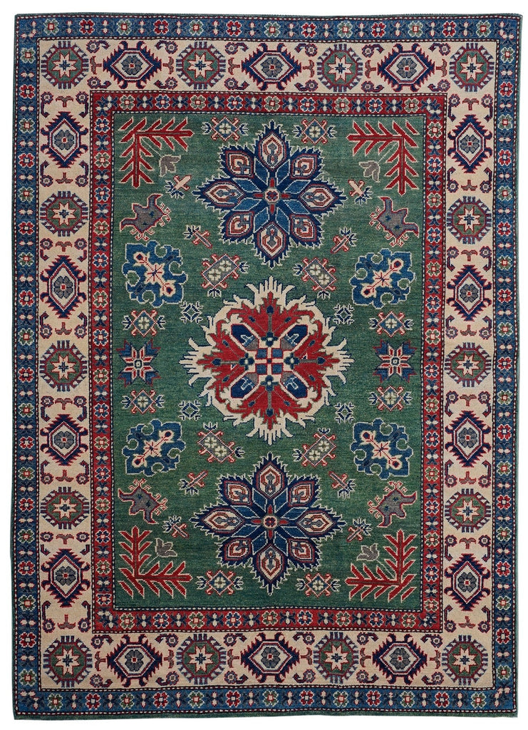 Handmade Afghan Kazakh Rug | 208 x 153 cm | 6'8" x 5' - Najaf Rugs & Textile