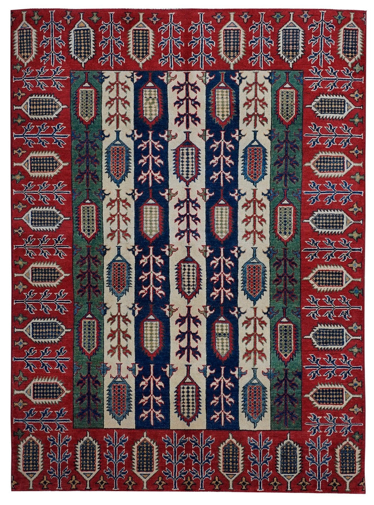 Handmade Afghan Kazakh Rug | 212 x 155 cm | 6'9" x 5' - Najaf Rugs & Textile