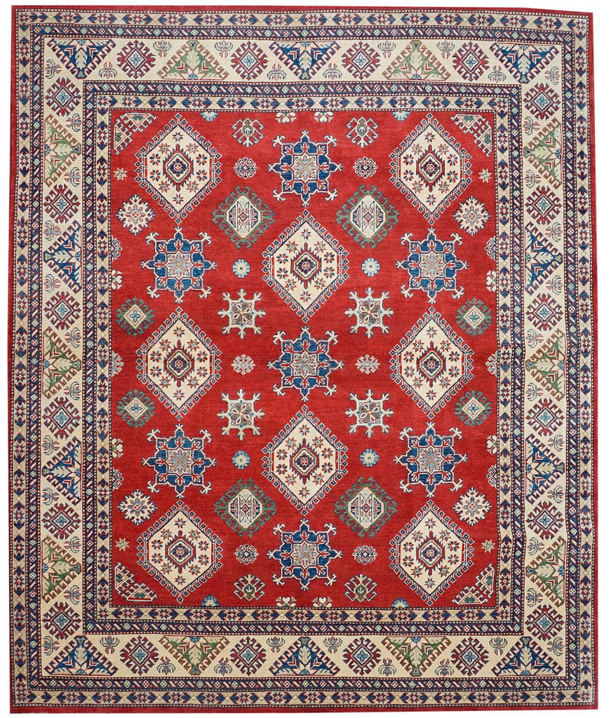 Handmade Afghan Kazakh Rug | 286 x 256 cm | 9'3" x 8'4" - Najaf Rugs & Textile
