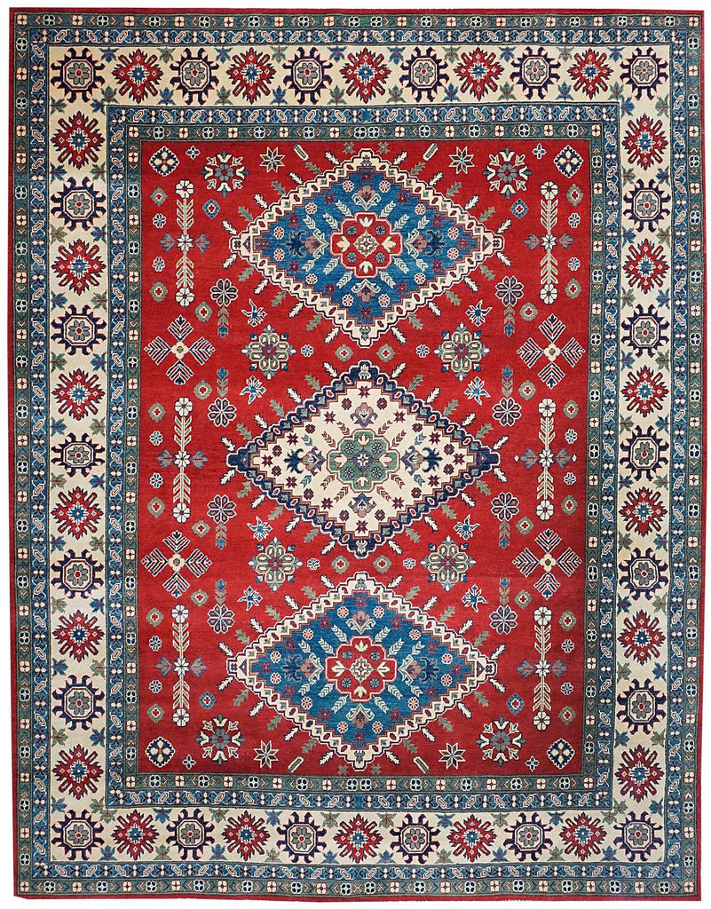 Handmade Afghan Kazakh Rug | 297 x 246 cm | 9'7" x 8' - Najaf Rugs & Textile