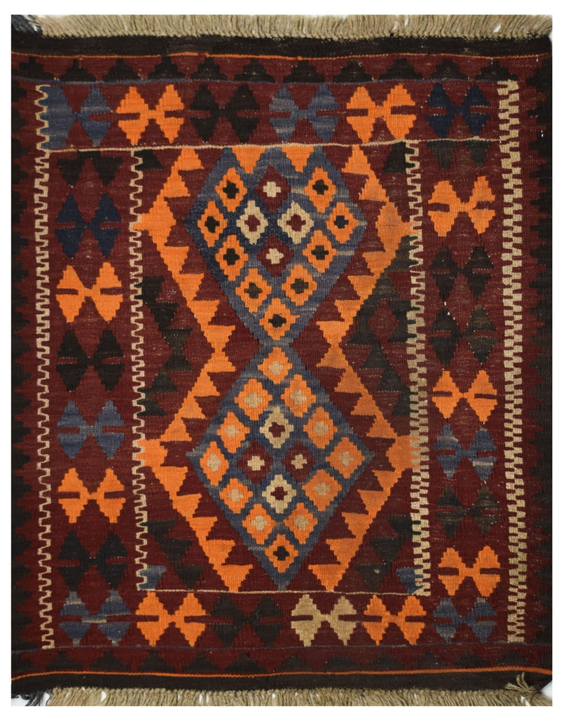 Handmade Afghan Maimana Kilim | 104 x 84 cm | 3'4" x 2'7" - Najaf Rugs & Textile