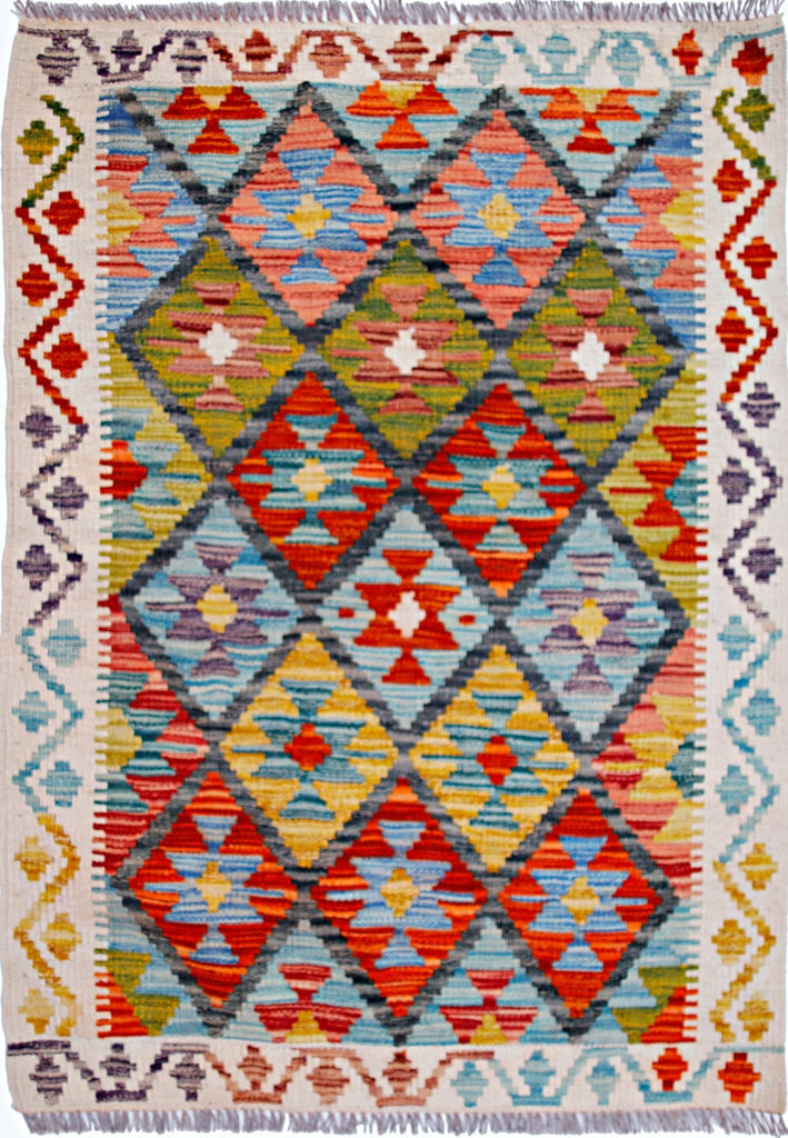 Handmade Afghan Maimana Kilim | 111 x 81 cm | 3'8" x 2'8" - Najaf Rugs & Textile