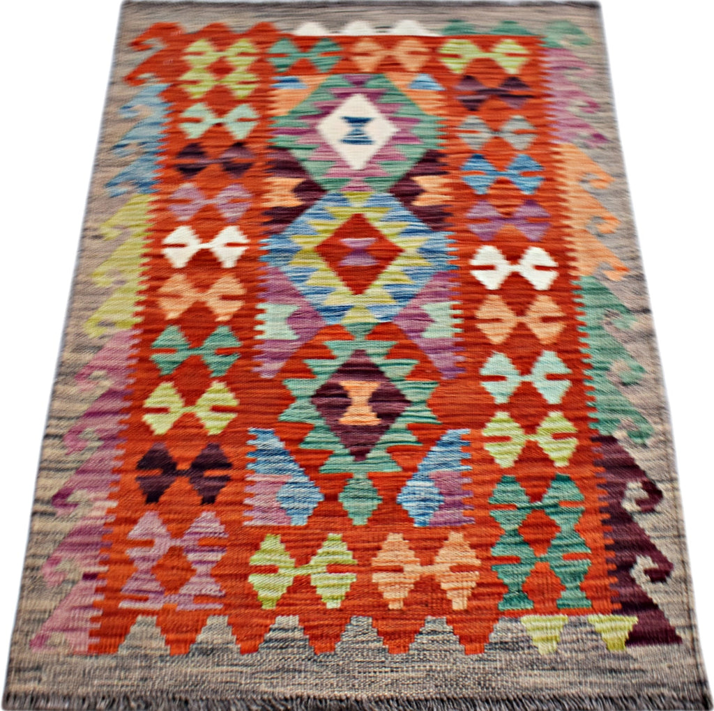 Handmade Afghan Maimana Kilim | 117 x 81 cm | 3'10" x 2'10" - Najaf Rugs & Textile