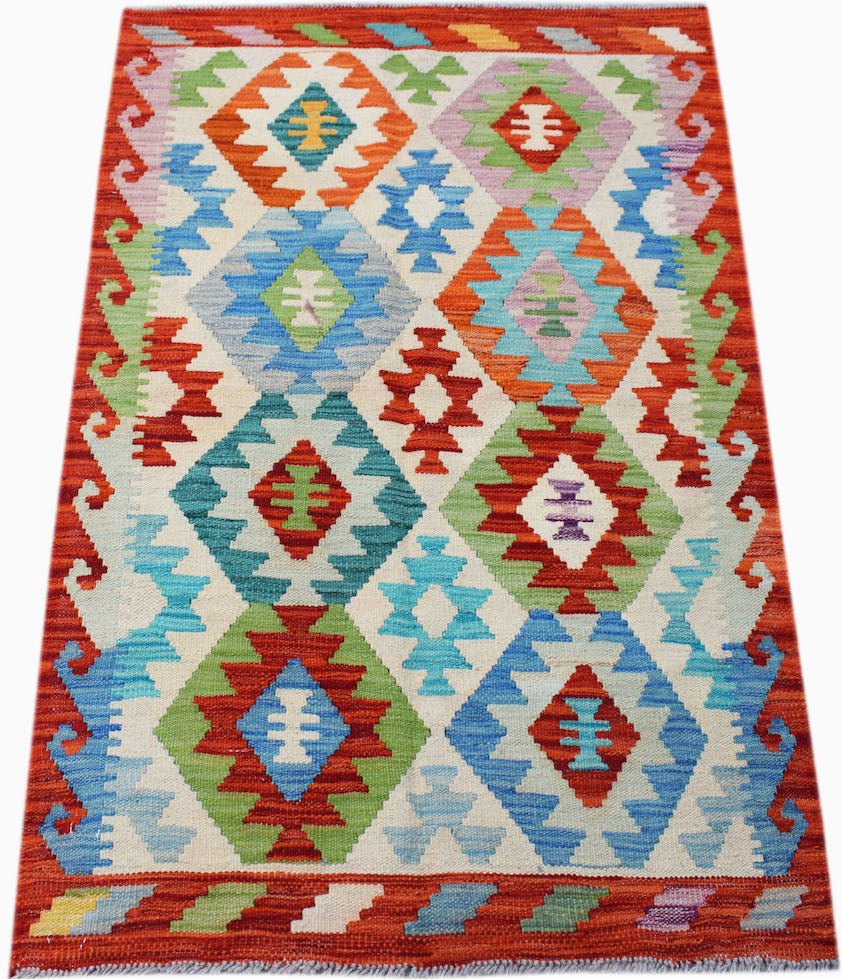 Handmade Afghan Maimana Kilim | 127 x 85 cm | 4'2" x 2'10" - Najaf Rugs & Textile
