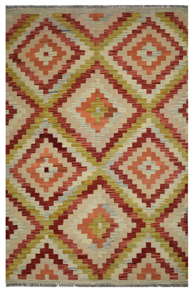 Handmade Afghan Maimana Kilim | 189 x 127 cm | 6'2" x 4'1" - Najaf Rugs & Textile