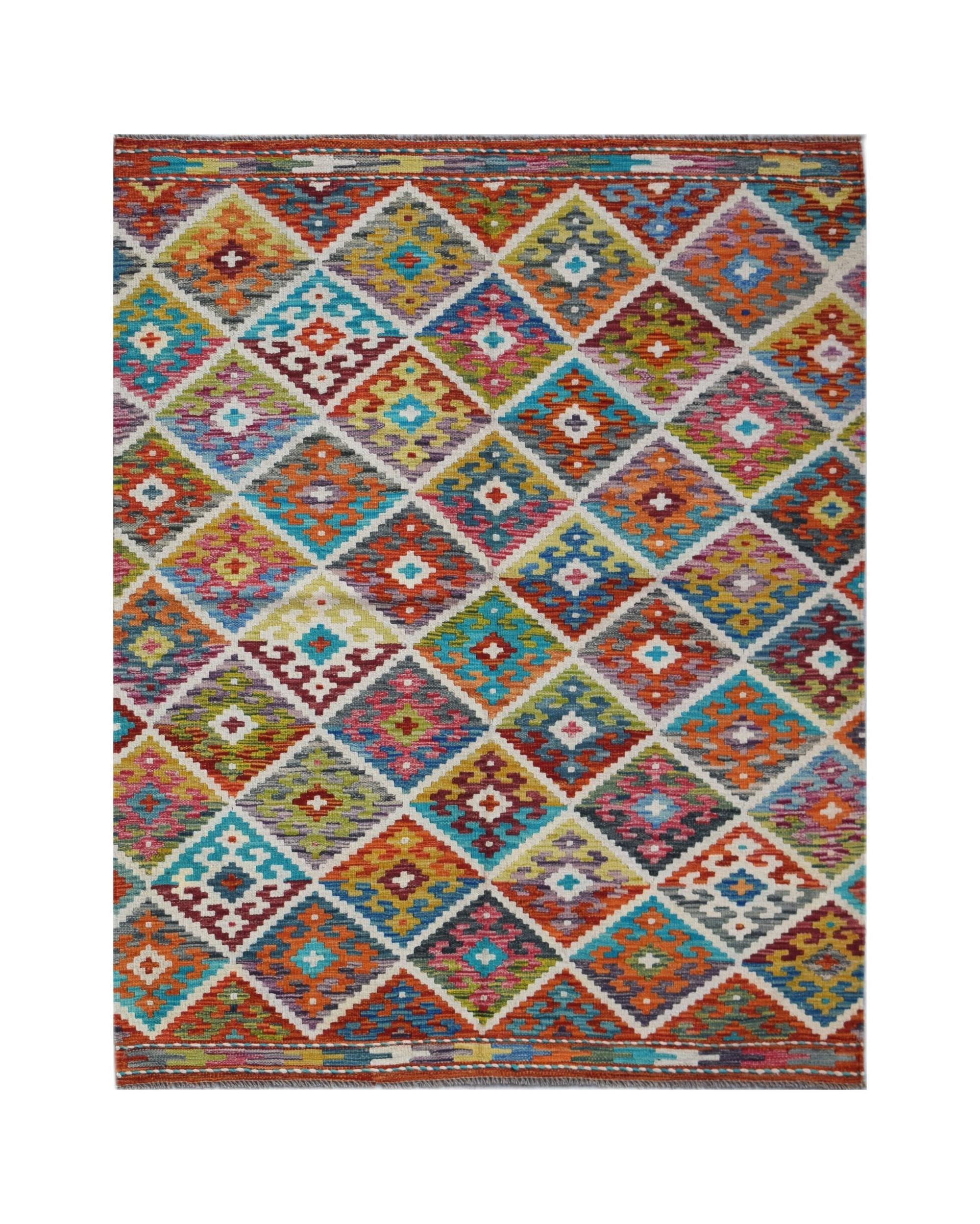 Handmade Afghan Maimana Kilim | 192 x 152 cm | 6'4" x 5' - Najaf Rugs & Textile