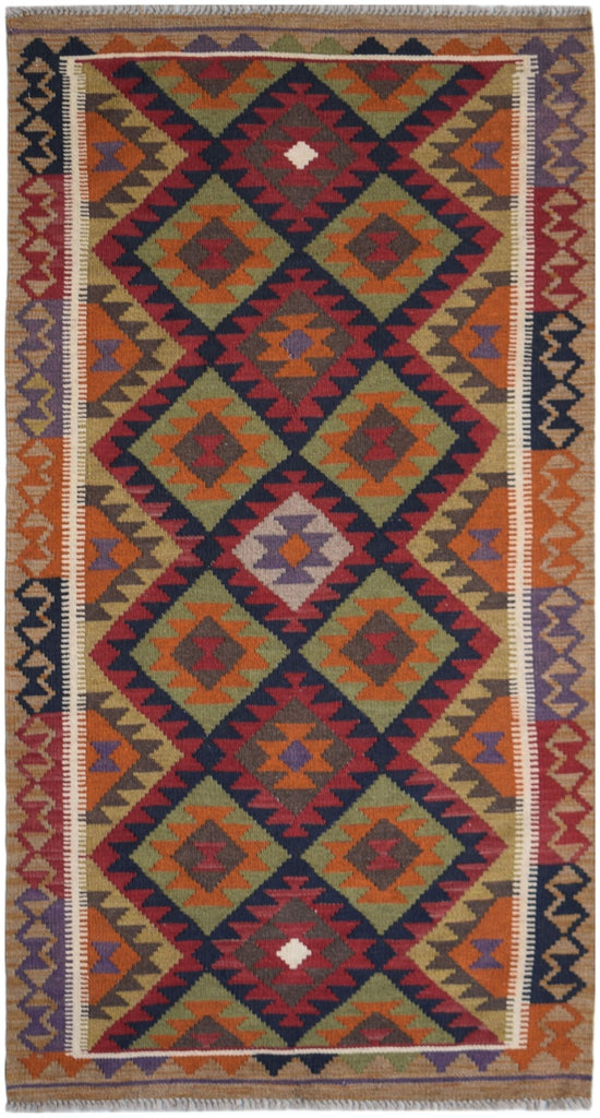 Handmade Afghan Maimana Kilim | 193 x 104 cm | 6'4" x 3'5" - Najaf Rugs & Textile