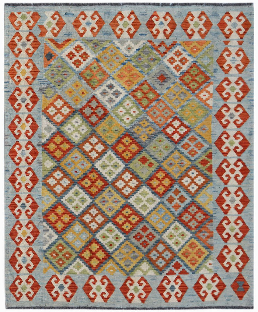 Handmade Afghan Maimana Kilim | 193 x 158 cm | 6'4" x 5'2" - Najaf Rugs & Textile