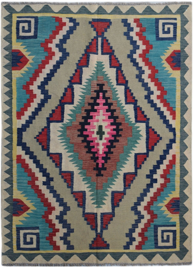 Handmade Afghan Maimana Kilim | 194 x 145 cm | 6'5" x 4'10" - Najaf Rugs & Textile