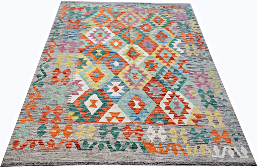 Handmade Afghan Maimana Kilim | 194 x 152 cm | 6'5" x 5' - Najaf Rugs & Textile