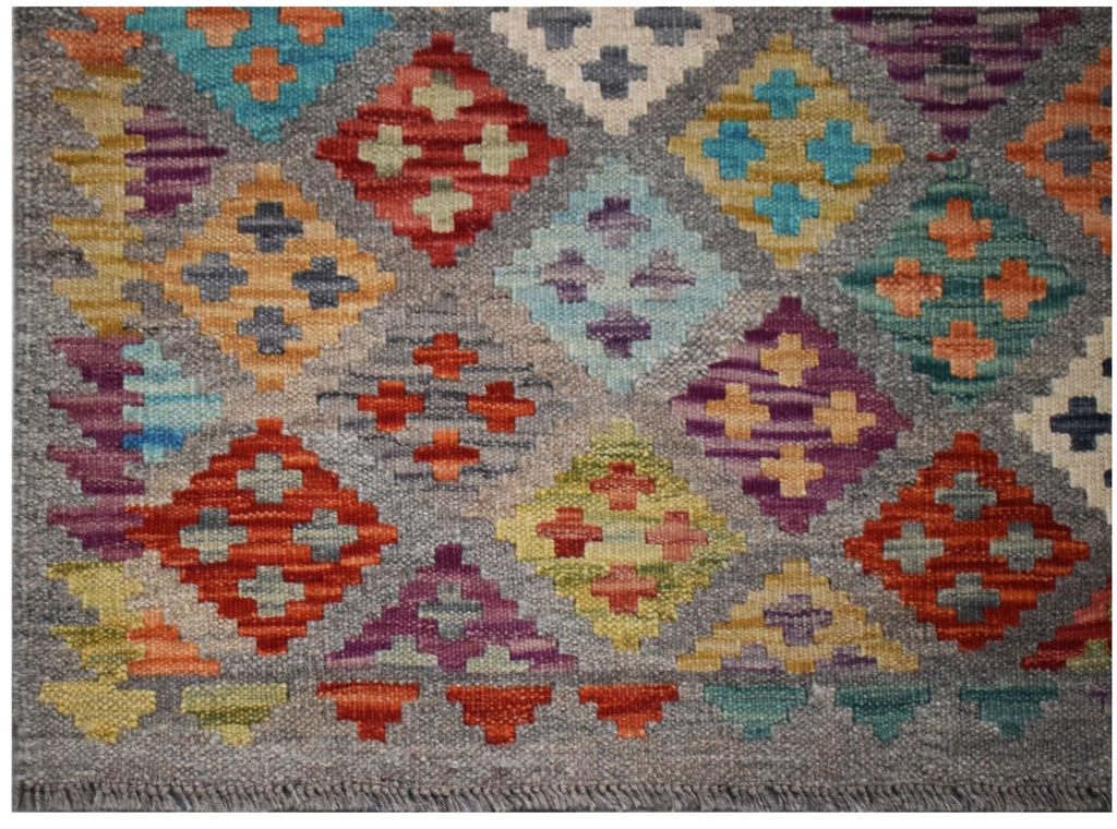 Handmade Afghan Maimana Kilim | 194 x 154 cm | 6'6" x 5'1" - Najaf Rugs & Textile