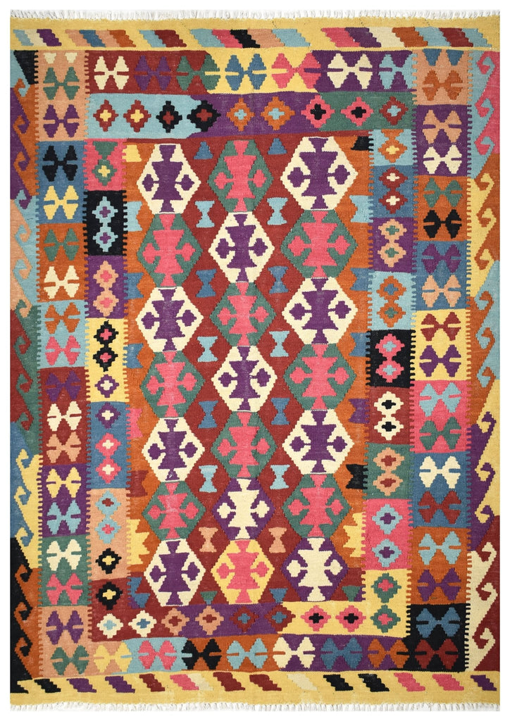 Handmade Afghan Maimana Kilim | 194 x 158 cm | 6'3" x 5'1" - Najaf Rugs & Textile